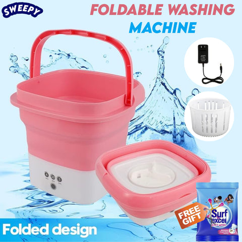 Portable Mini Washing Machine | Small Folding Laundry Machine for Kids |Foldable Bucket, Semi-Automated Baby Clothes Washer with Dryer | Laundry and Cleaning