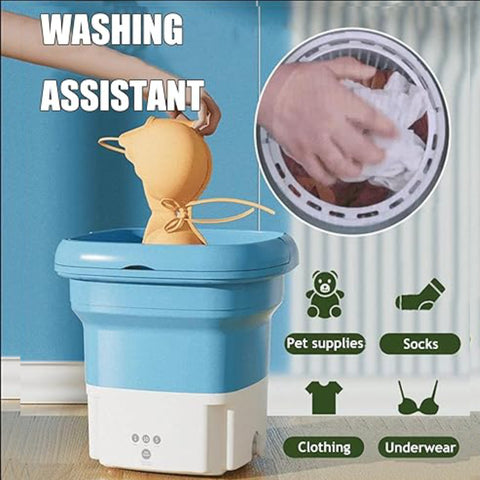 Portable Mini Washing Machine | Small Folding Laundry Machine for Kids |Foldable Bucket, Semi-Automated Baby Clothes Washer with Dryer | Laundry and Cleaning
