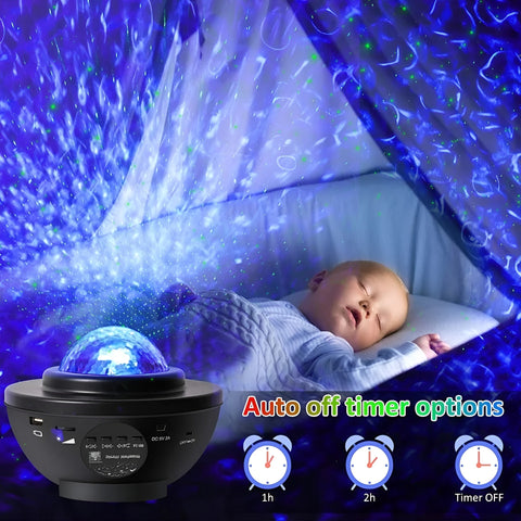 Galaxy Star Light Projector Lamp - Bluetooth Sound Activated, Remote Control Night Light Table Lamp with Ocean Wave, Starry Waves Lights Decor - 21 Lighting Modes – Bedroom projector