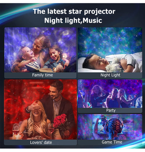 Galaxy Star Light Projector Lamp - Bluetooth Sound Activated, Remote Control Night Light Table Lamp with Ocean Wave, Starry Waves Lights Decor - 21 Lighting Modes – Bedroom projector