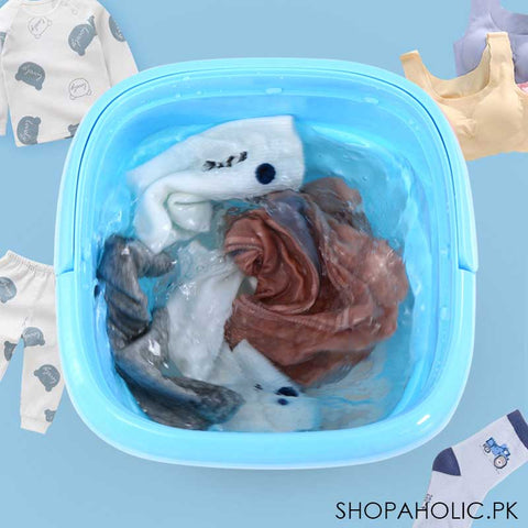 Portable Mini Washing Machine | Small Folding Laundry Machine for Kids |Foldable Bucket, Semi-Automated Baby Clothes Washer with Dryer | Laundry and Cleaning