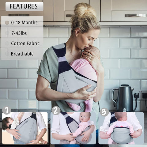 Baby Carrier Belt – Adjustable Baby Carry Sling for Newborns & Toddlers | Ergonomic Breathable Infant Carrier with Hip Seat | Soft Baby Carrier Wrap