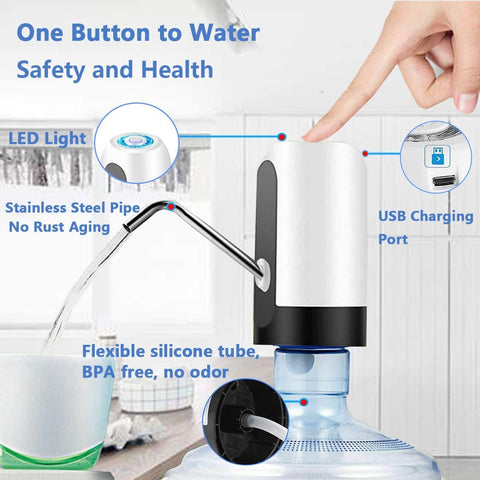 USB Rechargeable Electric Water Pump Dispenser – Portable Water Bottle Pump for Home, Office & Travel