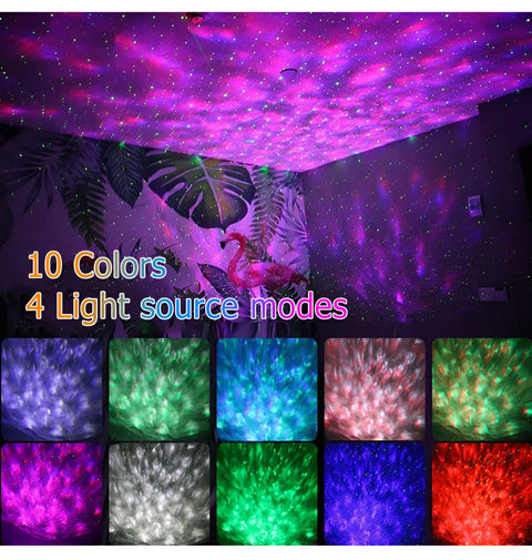 Galaxy Star Light Projector Lamp - Bluetooth Sound Activated, Remote Control Night Light Table Lamp with Ocean Wave, Starry Waves Lights Decor - 21 Lighting Modes – Bedroom projector
