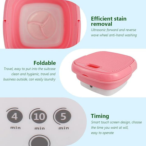 Portable Mini Washing Machine | Small Folding Laundry Machine for Kids |Foldable Bucket, Semi-Automated Baby Clothes Washer with Dryer | Laundry and Cleaning