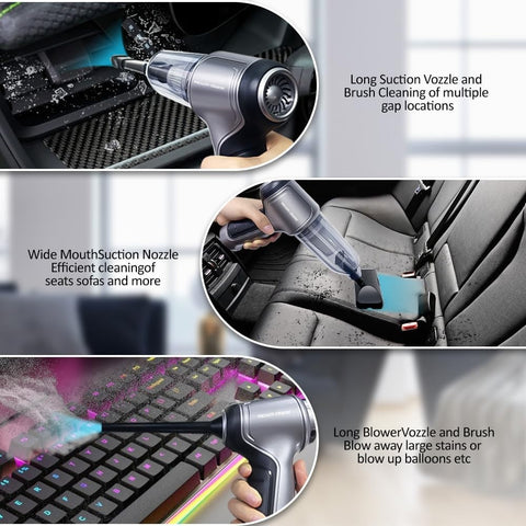 Car Vacuum Cleaner | 3 in 1 Handheld Wireless Vacuum | Portable Vacuum & Air Blower | Laptop & Home Cleaning Accessories | Multi-Function Cleaner