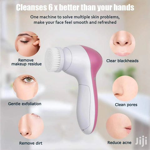 5 in 1 Facial Massager Machine | Electric Face Cleanser & Scrubber | Blackhead Remover Beauty Tool for Women & Men