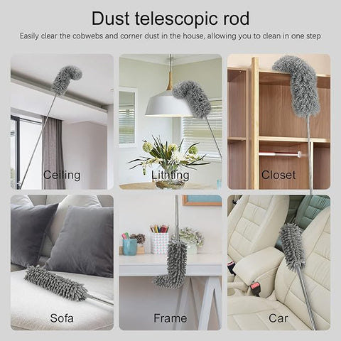 Feather Fan Duster with Telescopic Steel Rod – Flexible, Handheld Feather Duster for Ceiling Fans, Blinds, and Hard-to-Reach Areas – Essential Cleaning Brush & Accessories for Home (Copy)