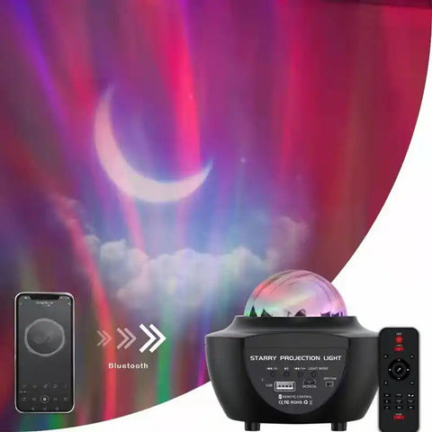 Galaxy Star Light Projector Lamp - Bluetooth Sound Activated, Remote Control Night Light Table Lamp with Ocean Wave, Starry Waves Lights Decor - 21 Lighting Modes – Bedroom projector