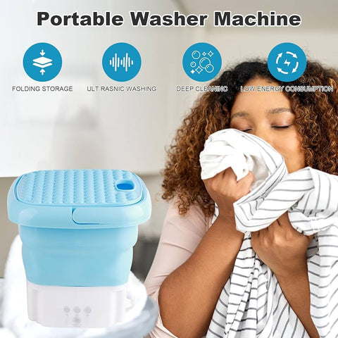 Portable Mini Washing Machine | Small Folding Laundry Machine for Kids |Foldable Bucket, Semi-Automated Baby Clothes Washer with Dryer | Laundry and Cleaning