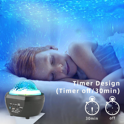 Galaxy Star Light Projector Lamp - Bluetooth Sound Activated, Remote Control Night Light Table Lamp with Ocean Wave, Starry Waves Lights Decor - 21 Lighting Modes – Bedroom projector
