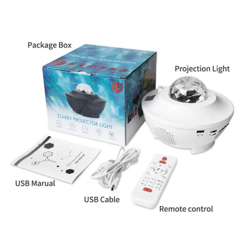 Galaxy Star Light Projector Lamp - Bluetooth Sound Activated, Remote Control Night Light Table Lamp with Ocean Wave, Starry Waves Lights Decor - 21 Lighting Modes – Bedroom projector
