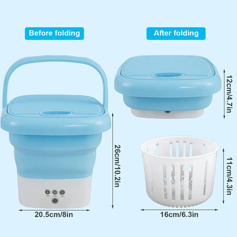 Portable Mini Washing Machine | Small Folding Laundry Machine for Kids |Foldable Bucket, Semi-Automated Baby Clothes Washer with Dryer | Laundry and Cleaning
