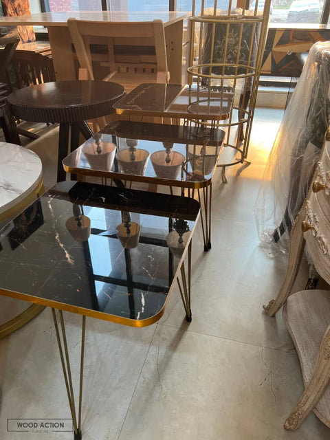 Square Black Glory nesting table set of 3