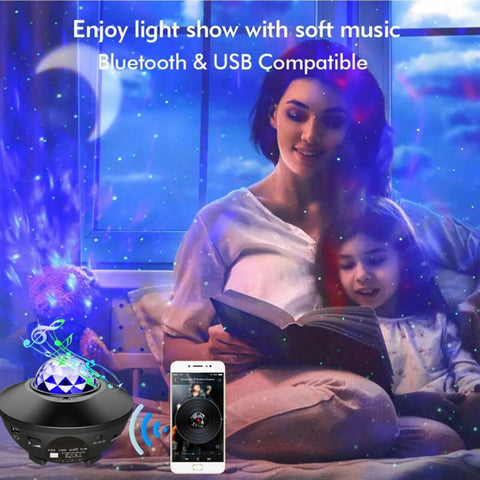 Galaxy Star Light Projector Lamp - Bluetooth Sound Activated, Remote Control Night Light Table Lamp with Ocean Wave, Starry Waves Lights Decor - 21 Lighting Modes – Bedroom projector