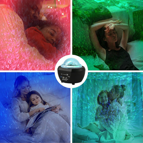 Galaxy Star Light Projector Lamp - Bluetooth Sound Activated, Remote Control Night Light Table Lamp with Ocean Wave, Starry Waves Lights Decor - 21 Lighting Modes – Bedroom projector